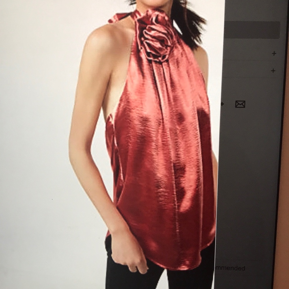 Express Satin High Neck Halter Tank